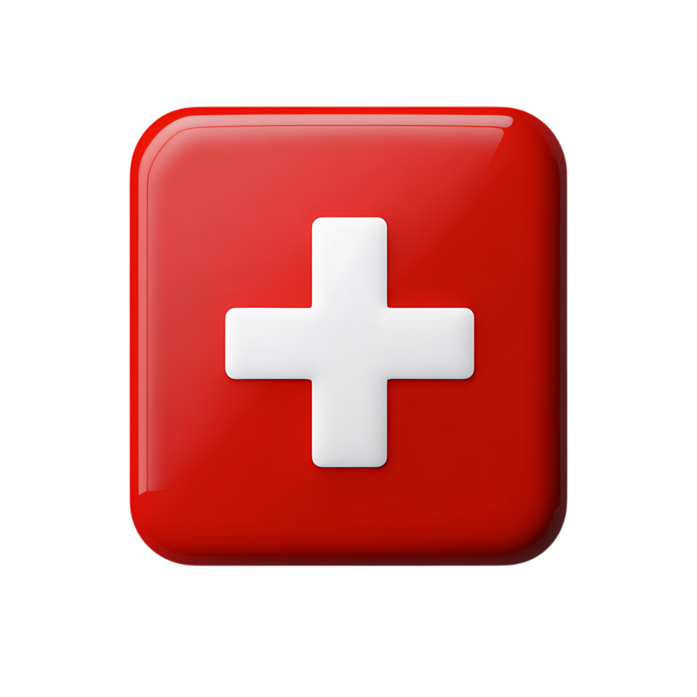 Pack Red Medical Icon with White Cross on Transparent Background for Hospital Branding png