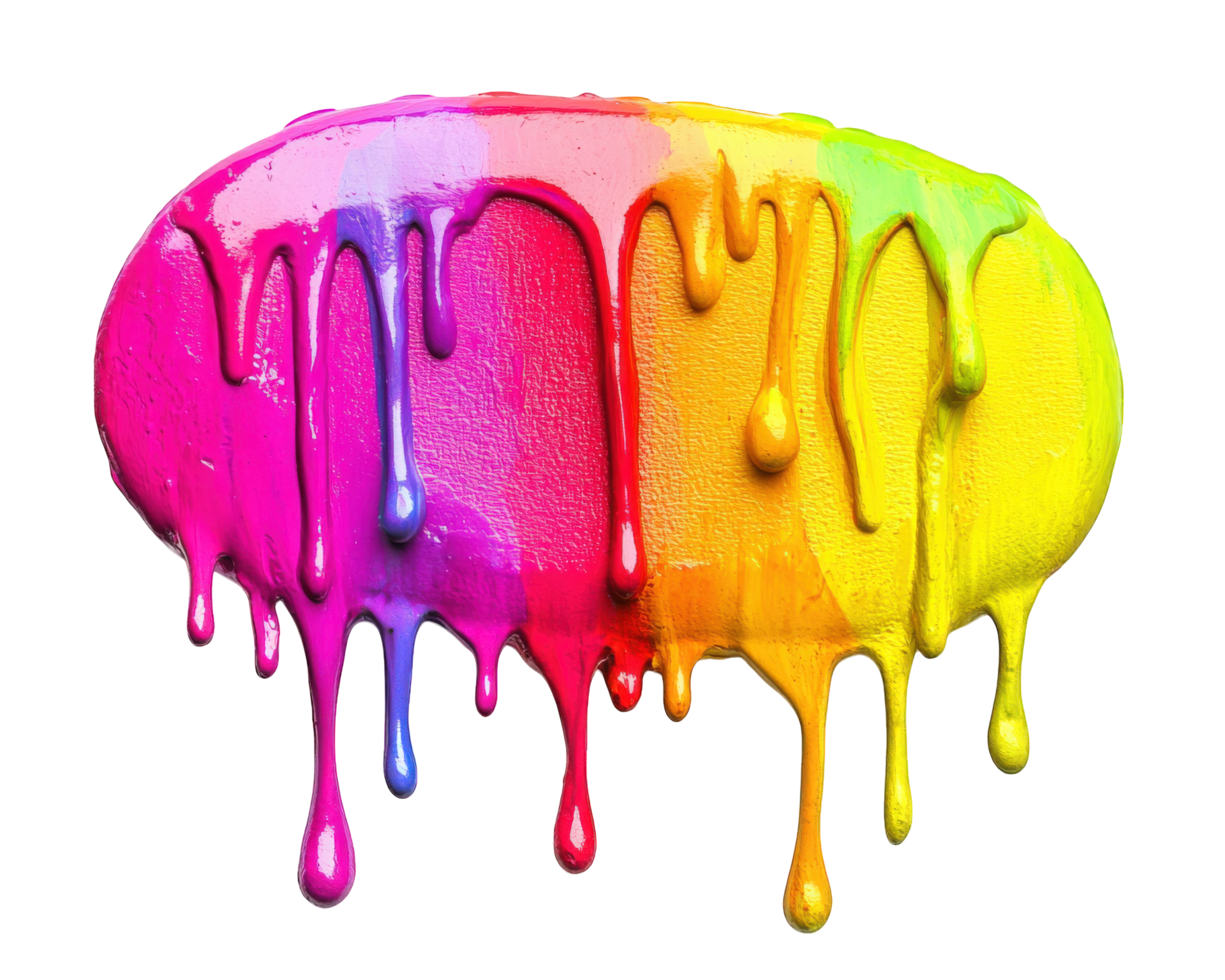 A colorful paint dripping on a black background png