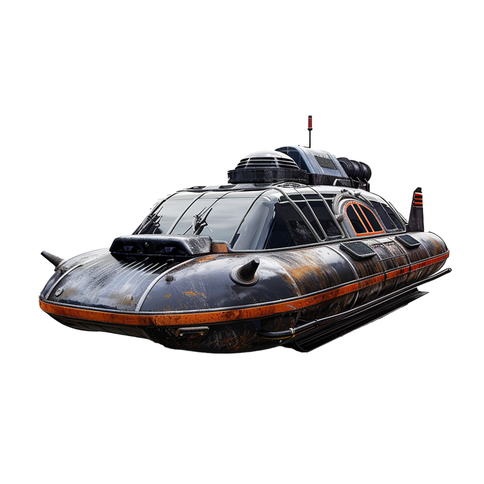 Futuristic Rusty Hovercraft Design Scifi Vehicle Concept Art png