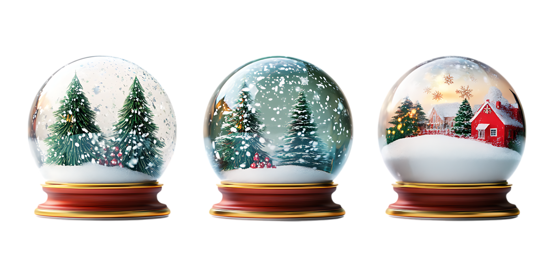 Winter Snow Globes in Multiple Styles for Christmas Illustrations png