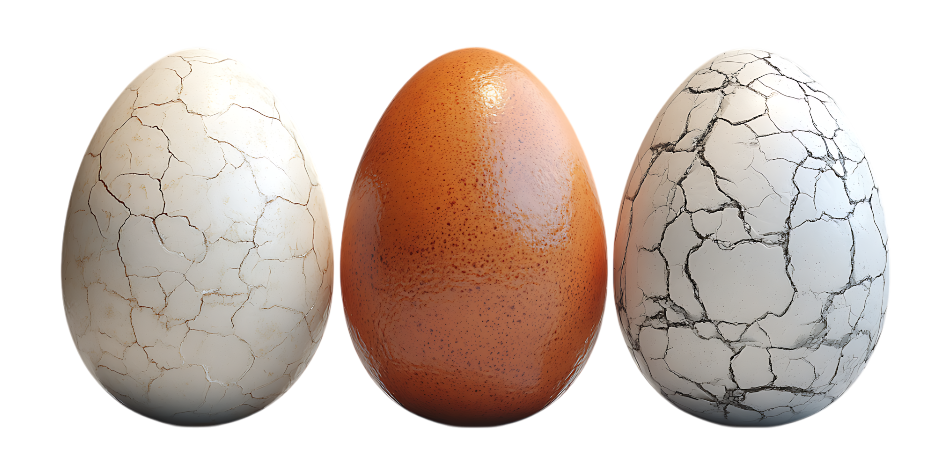 Set of Realistic Brown Eggs from Front and Top View Against Transparent Background for Food Branding, Cooking Illustrations, or Culinary Designs png