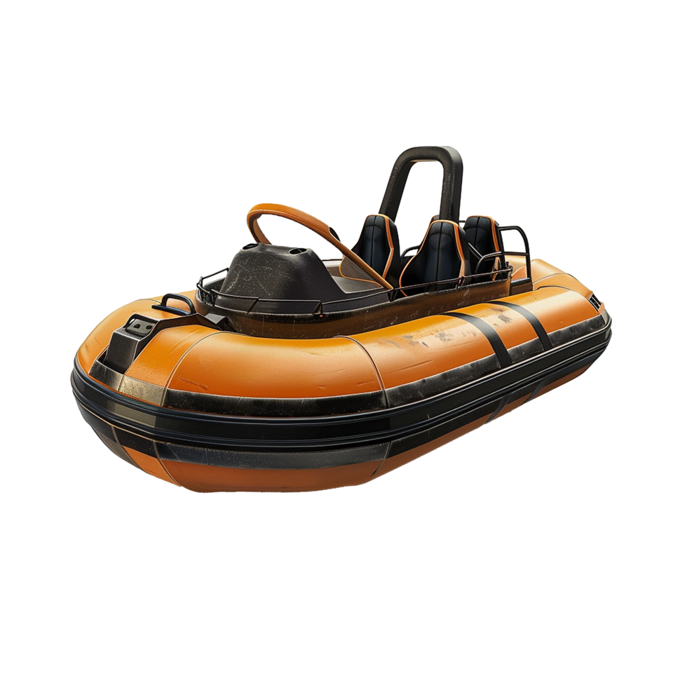 Orange and Black Futuristic Inflatable Boat with Seats for Water Activities png