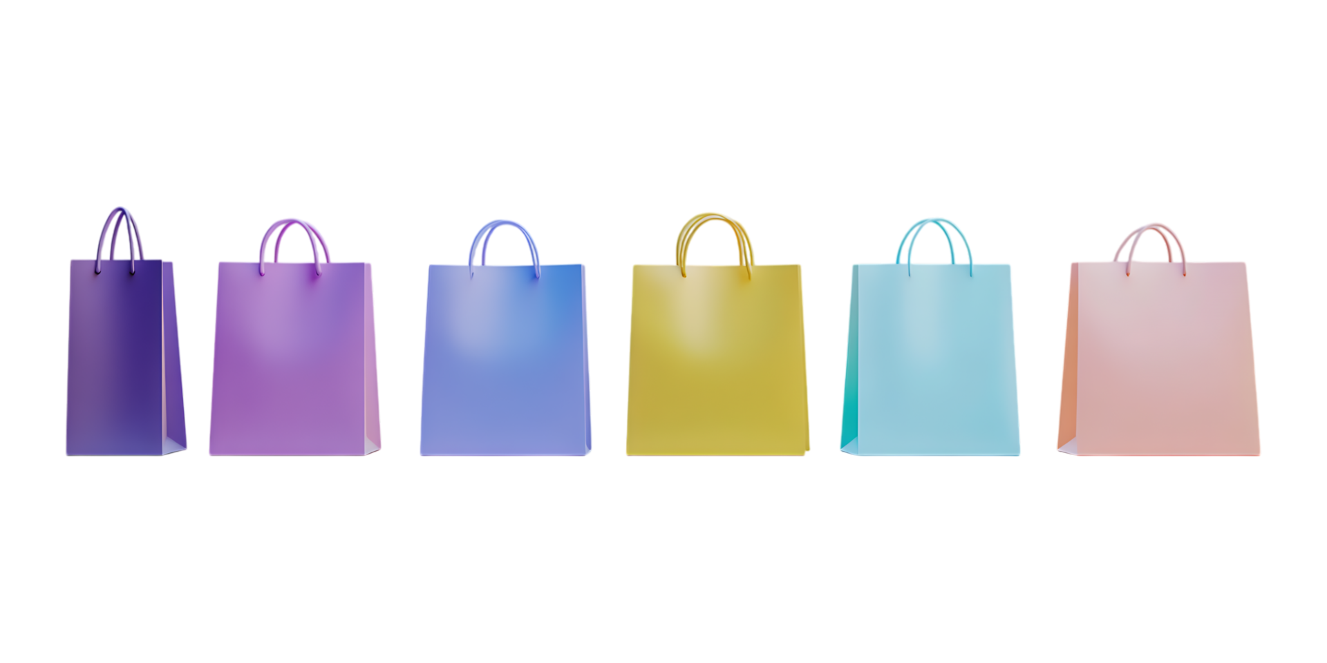Set of Realistic 3D Rendered Shopping Bags in Different Styles Against Transparent Background for E-commerce Branding, Retail Advertisements, or Business Promotions png