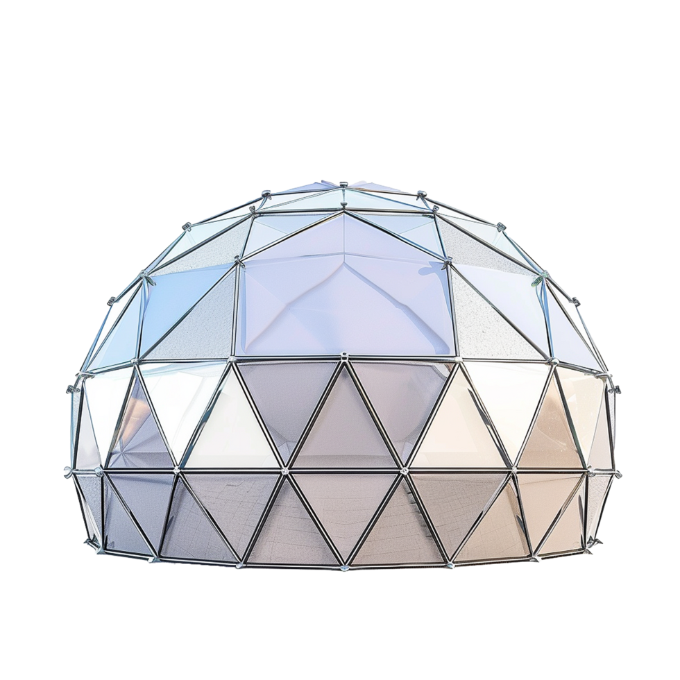 Modern Architectural Design of a Glass and Metal Geodesic Dome Structure png