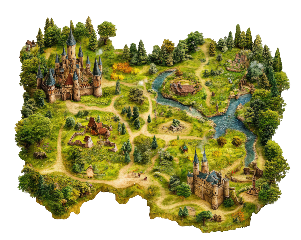 The map of a castle in the forest png