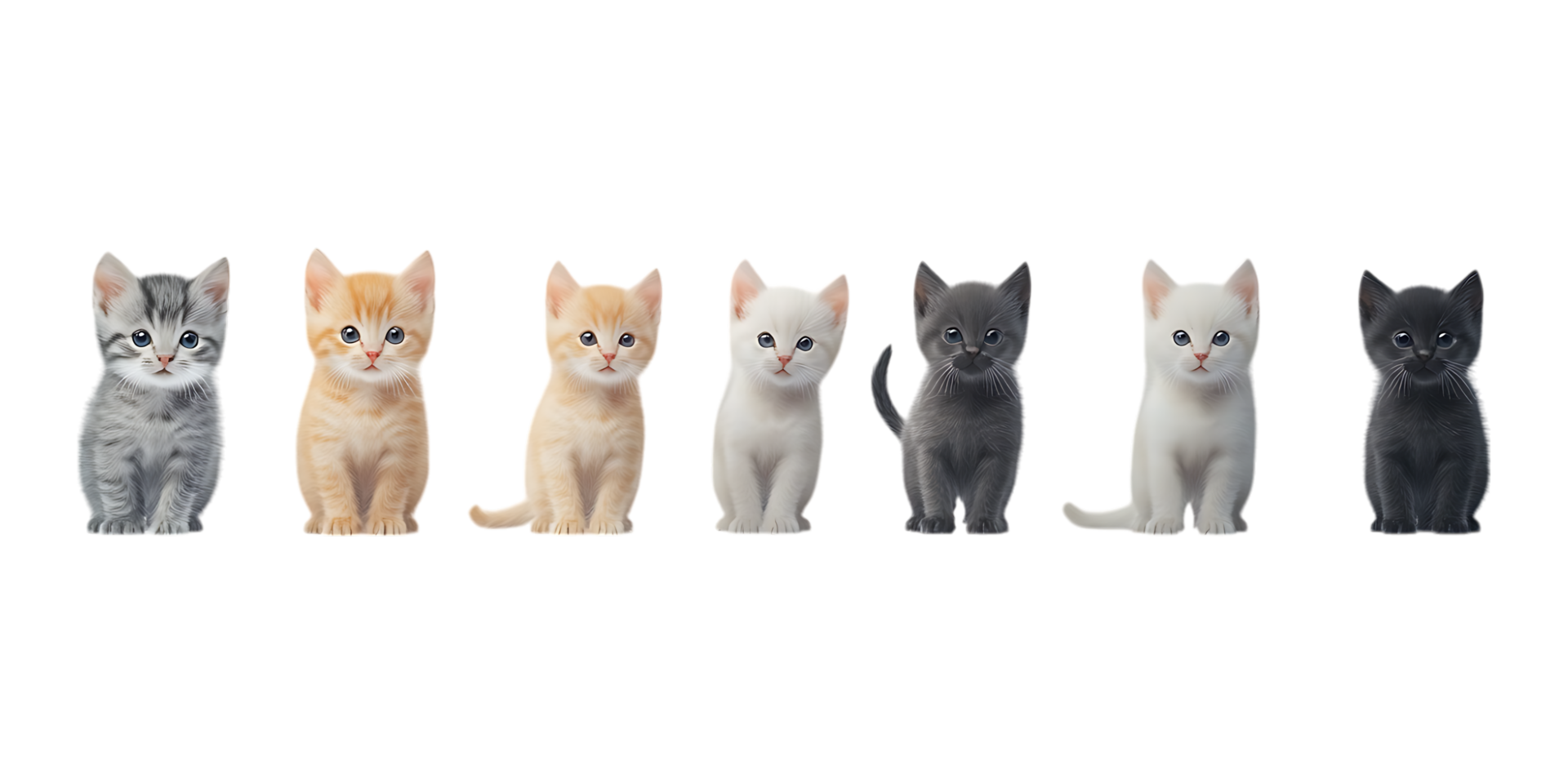 Collection of Adorable 3D Baby Cats in Different Styles for Pet Branding on Transparent Background png