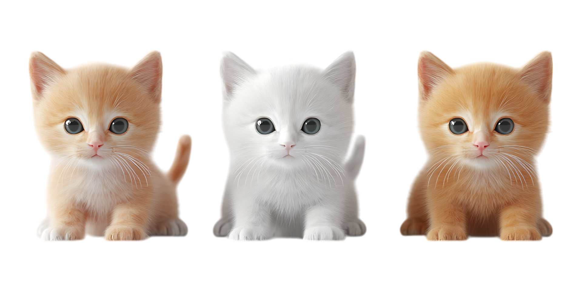 Pack of Realistic 3D Baby Cats in Different Styles on Transparent Background for Pet BrandingPack of Realistic 3D Baby Cats in Different Styles on Transparent Background for Pet Branding png