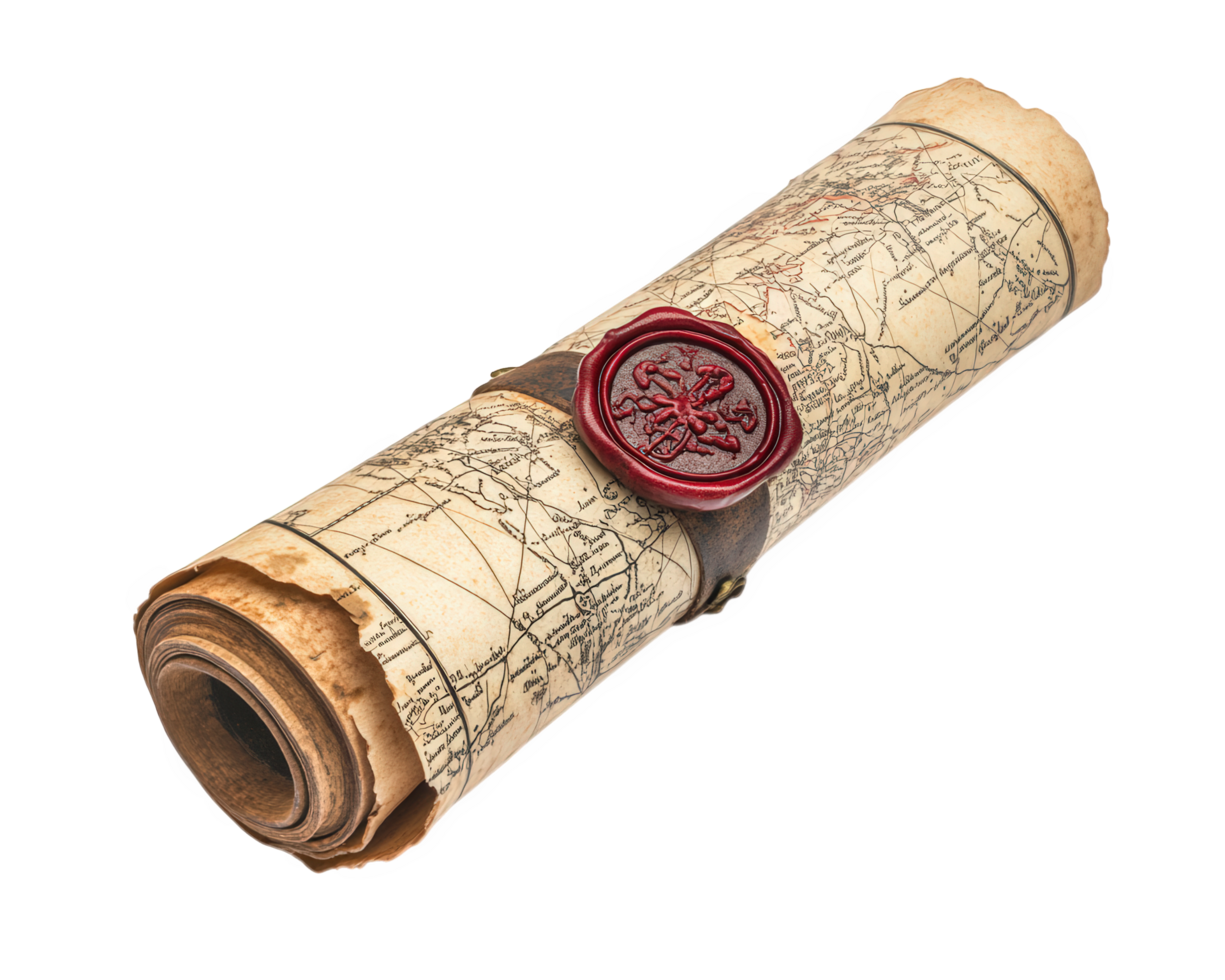 A scroll with a wax seal on it png