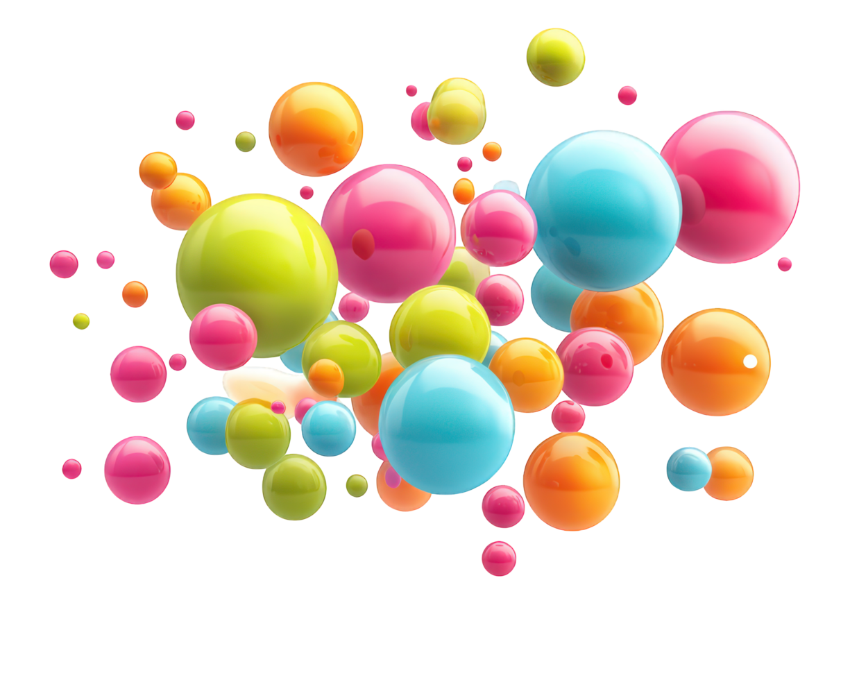 Colorful bubbles on black background png