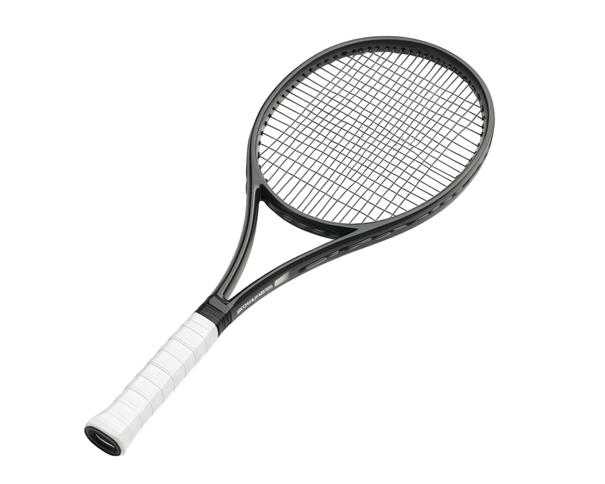 A tennis racket on a black background png