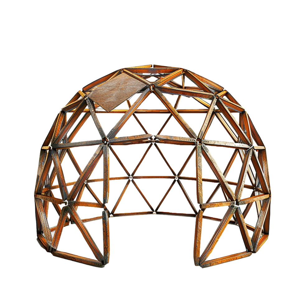 Intricate Wooden Geodesic Dome Structure Model Architectural Design png