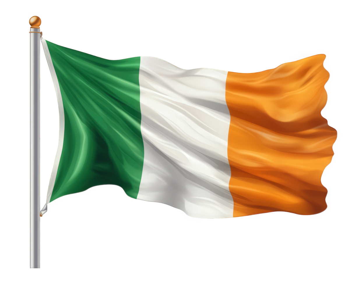 The flag of ireland is waving in the wind png