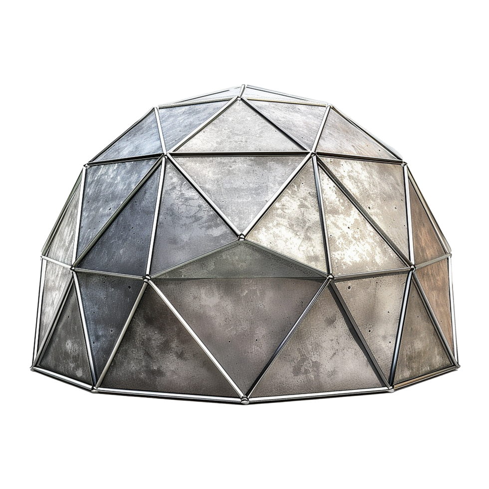 Geometric Concrete and Metal Dome Structure Architectural Design Element png
