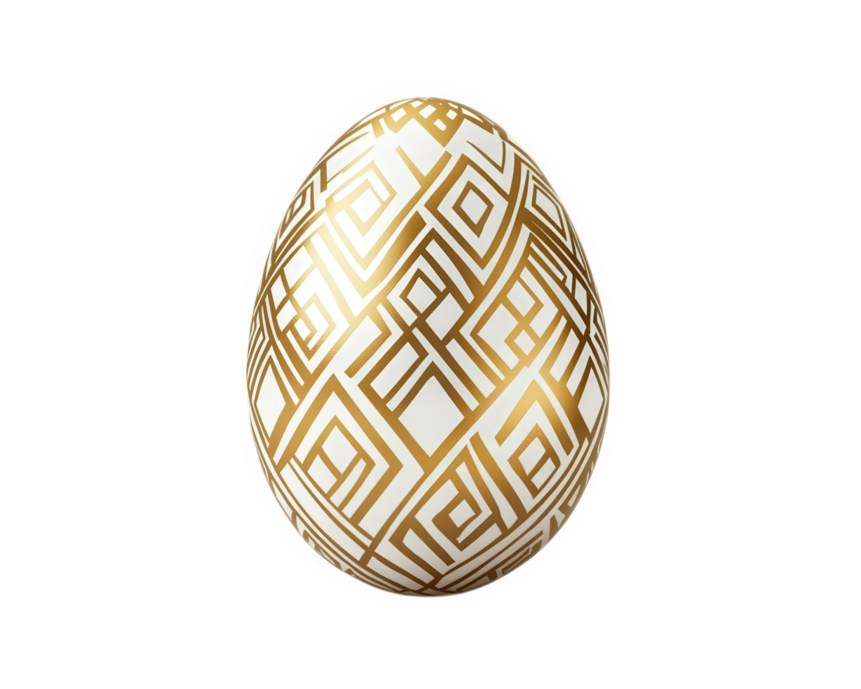 Golden easter egg with geometric pattern on black background png