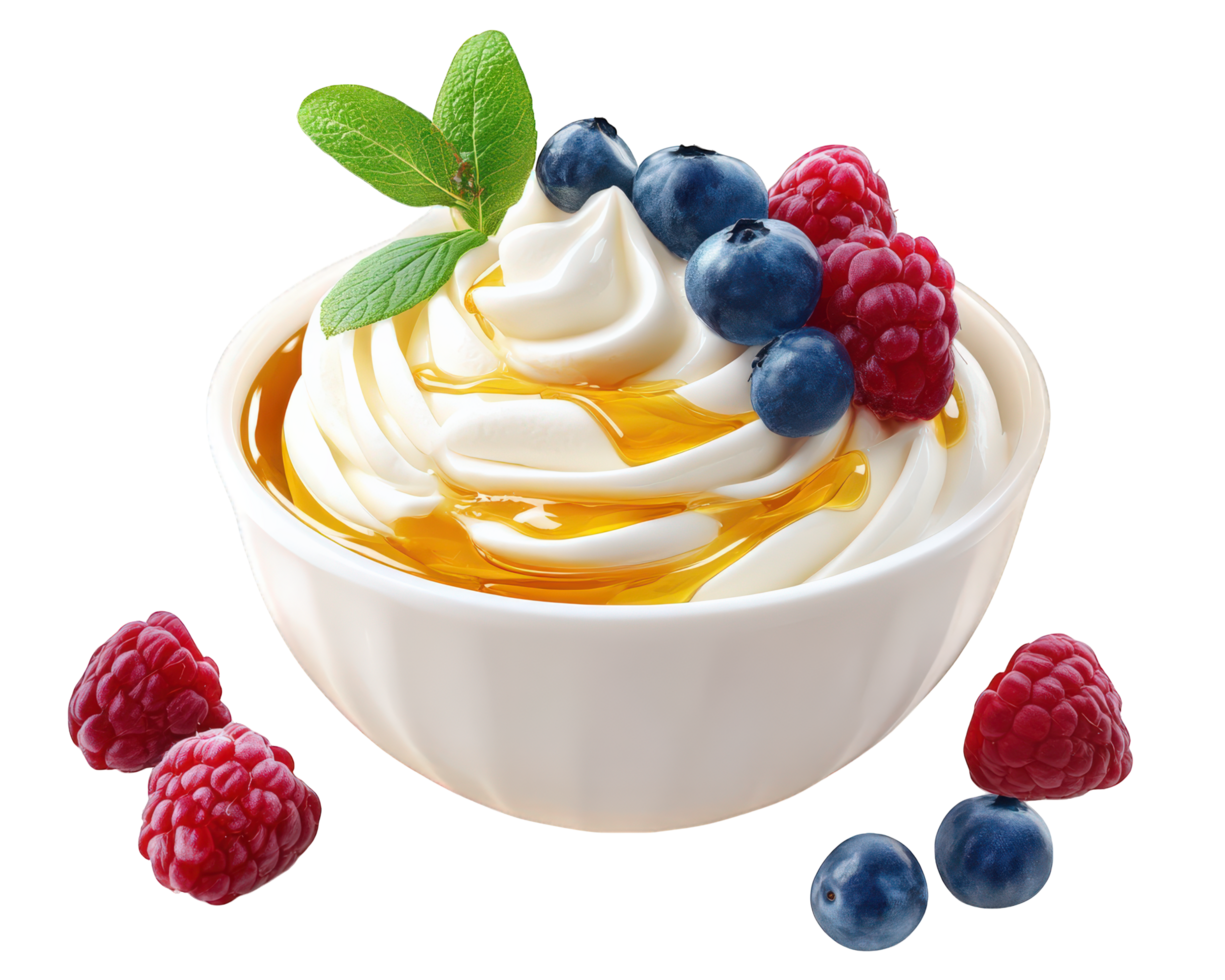 Yogurt with berries and mint png