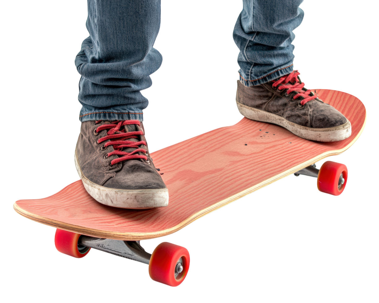 A person riding a skateboard on a black background png