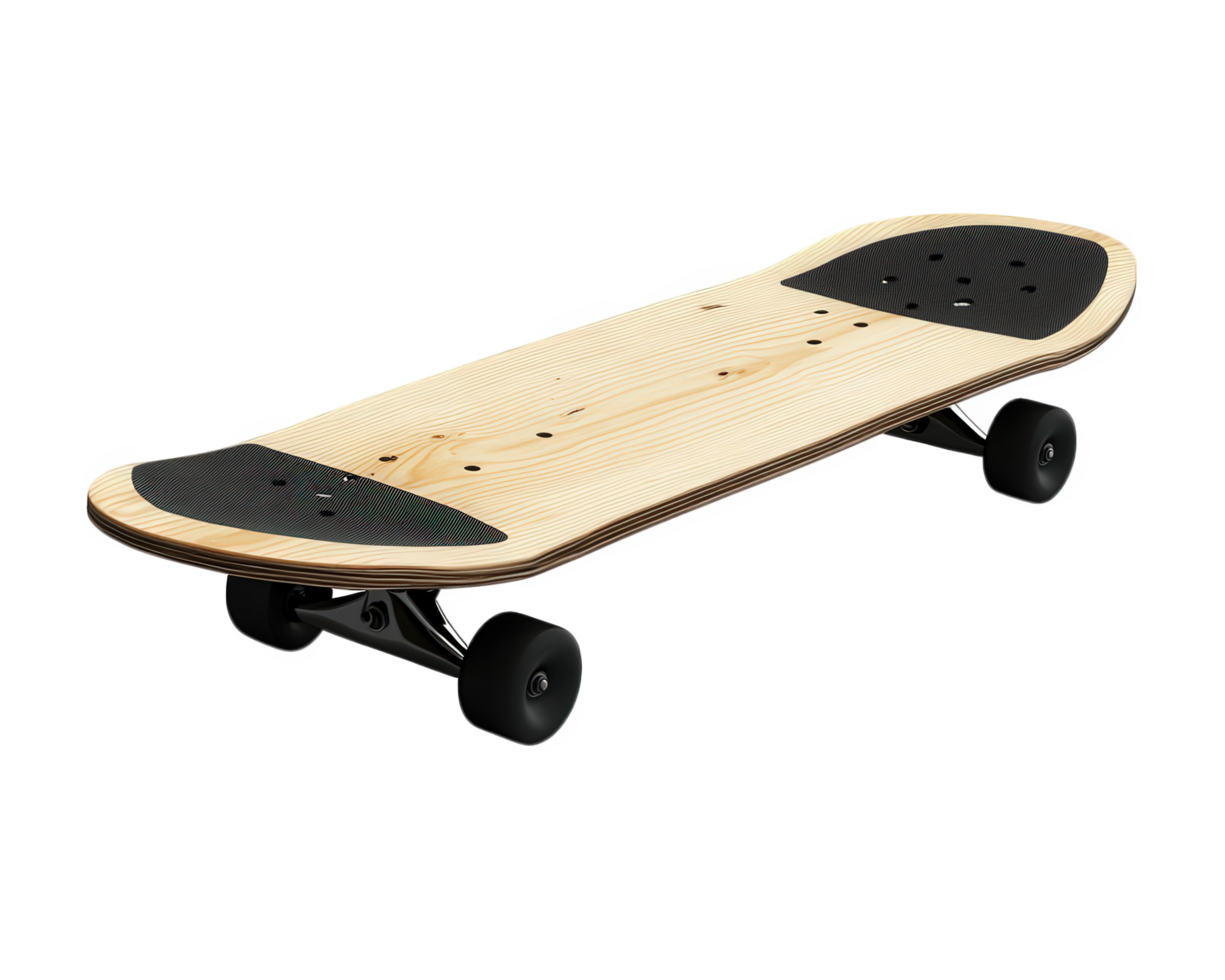 A skateboard with wheels on a black background png