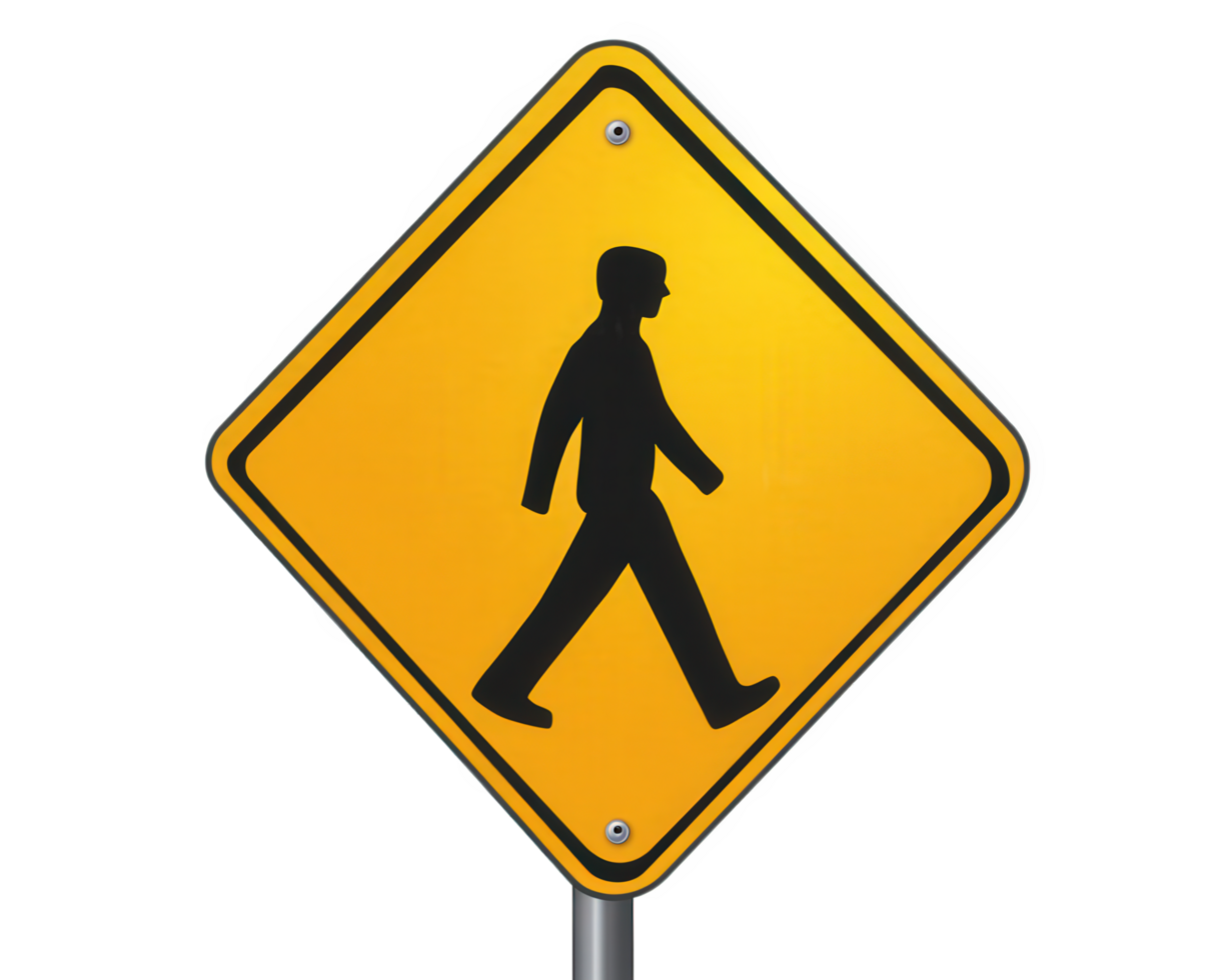 A pedestrian crossing sign with a man walking png