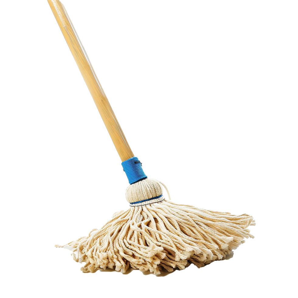A Classic String Mop with Wooden Handle for Efficient Floor Cleaning png