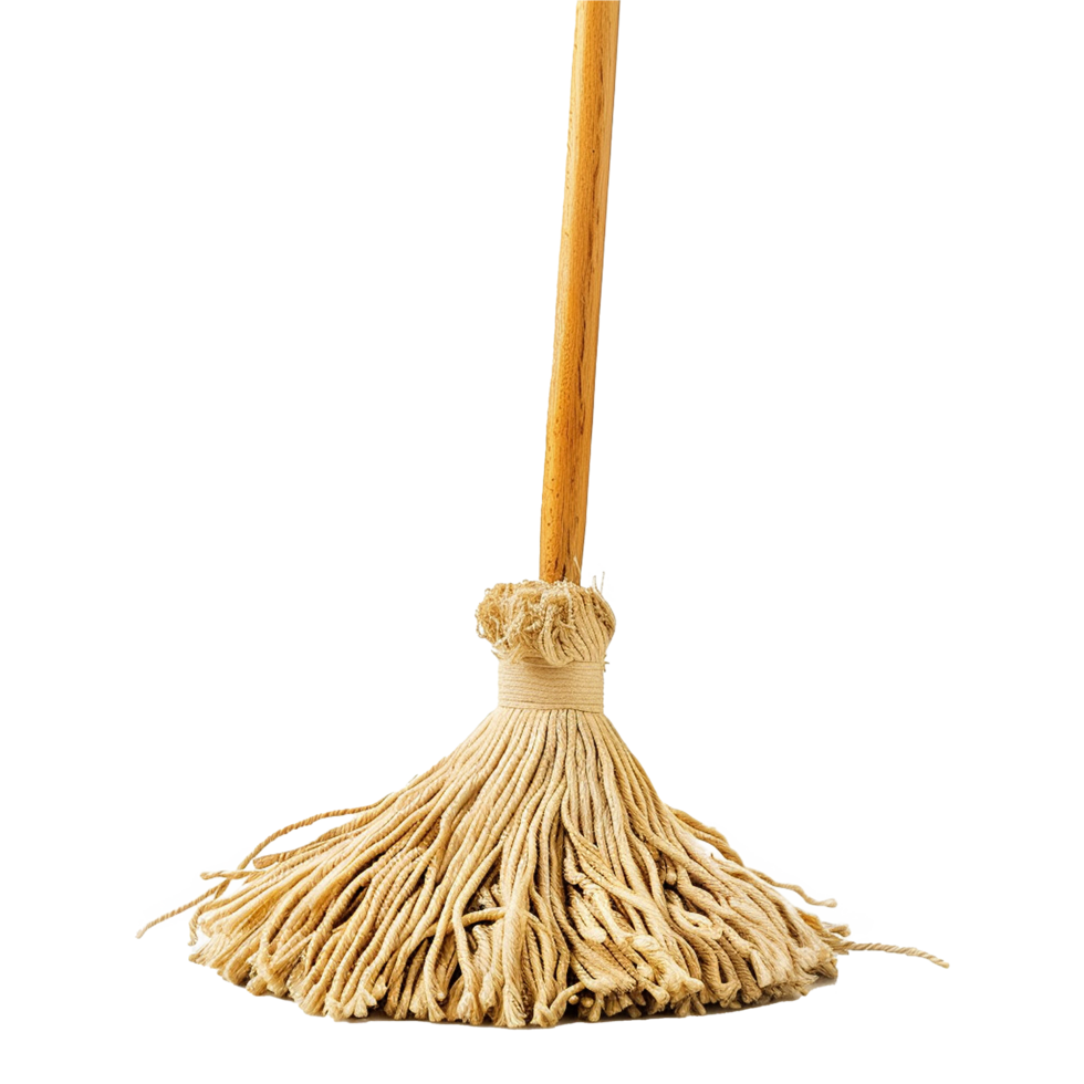 String Mop with Wooden Handle for Cleaning Floors png