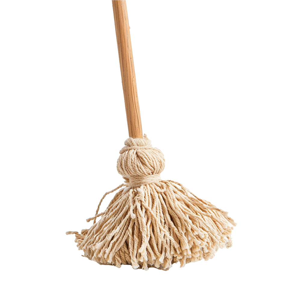A Classic String Mop with a Wooden Handle Efficient Cleaning png