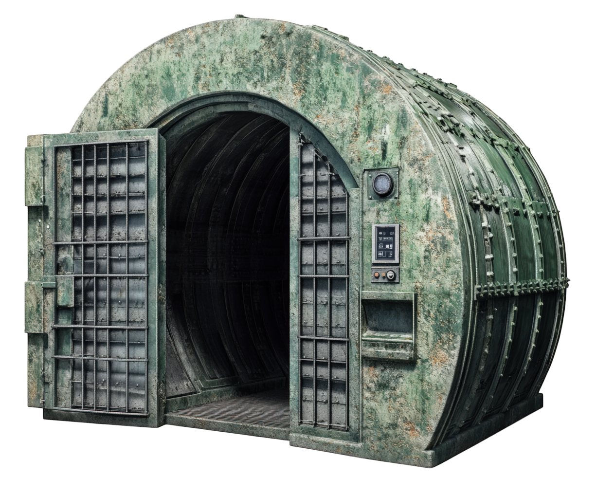 A green metal door with a door and a window png
