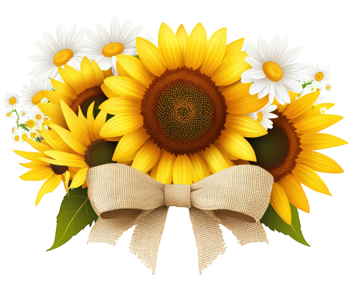 Sunflower and daisies clipart png