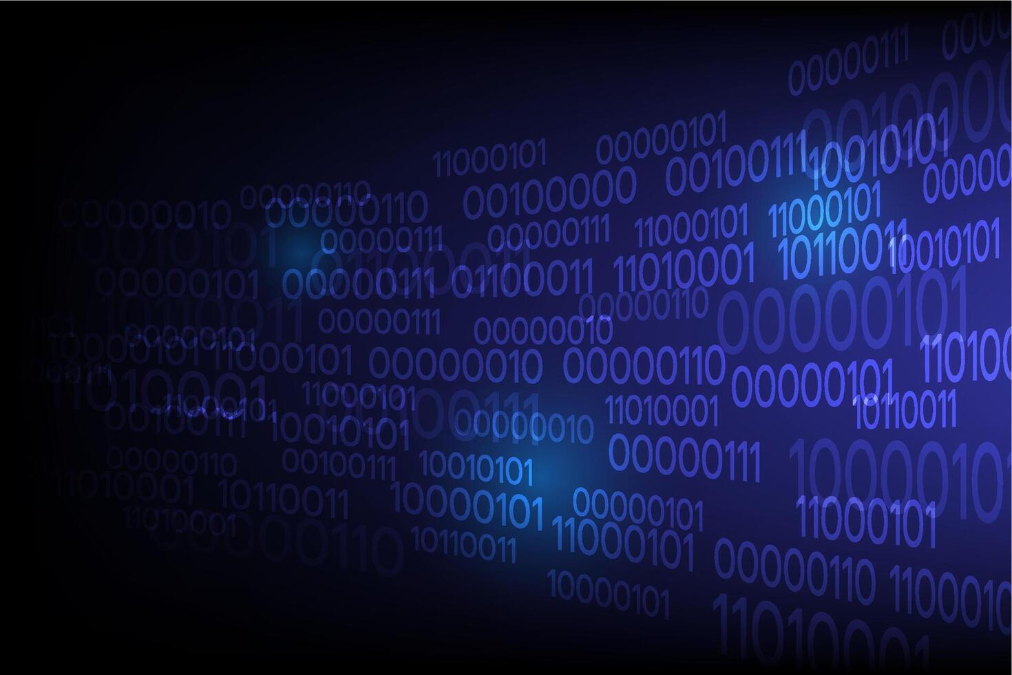 Abstract Technology binary code Big data Random blue digits wall on screen vector