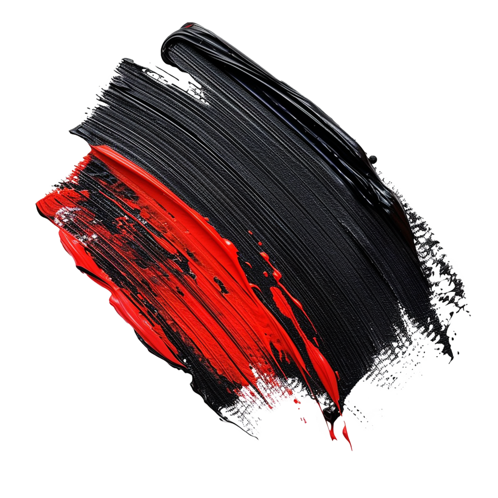 Abstract Red Black Paint Strokes on White Background Dynamic Modern Art png