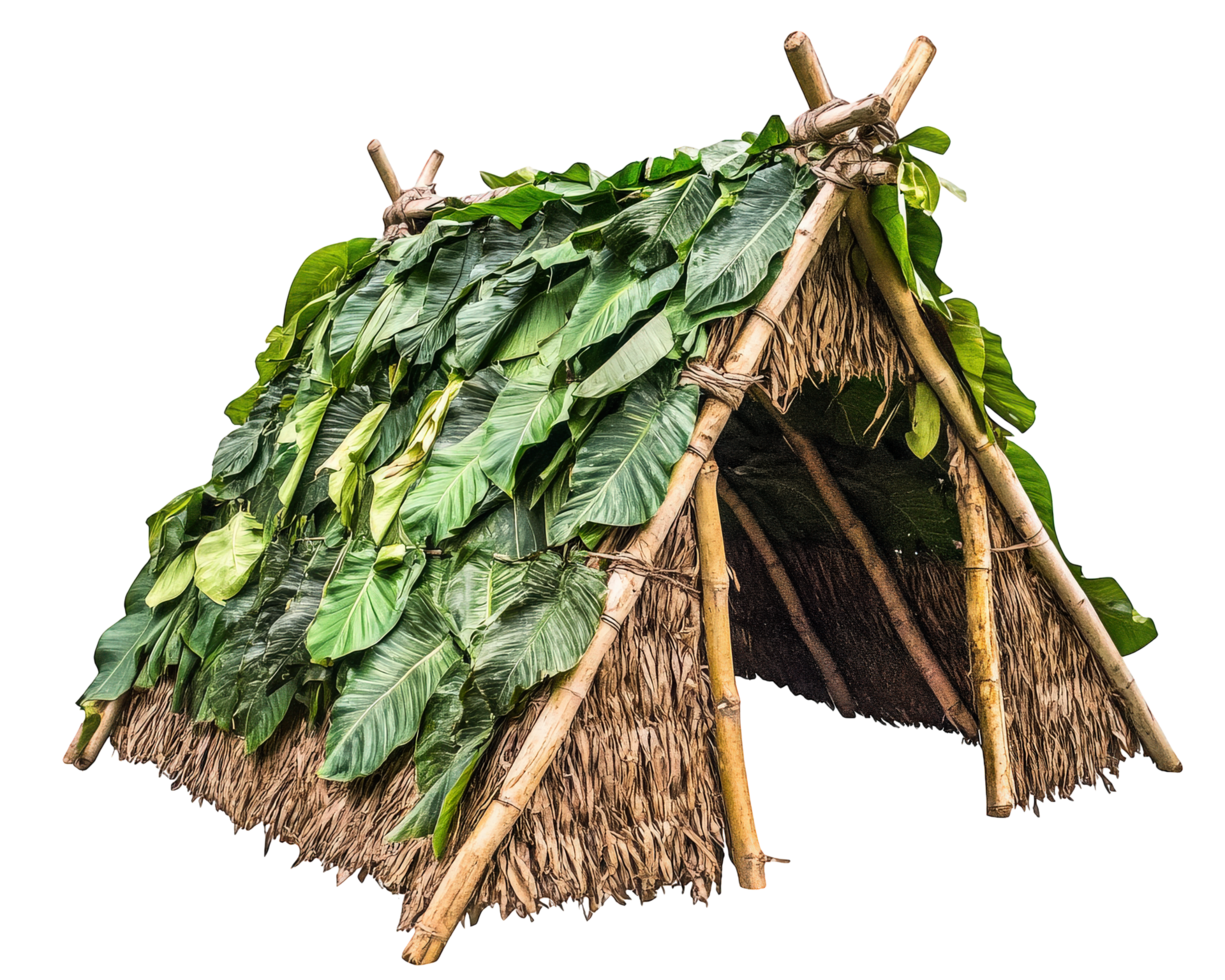 A small hut made out of leaves and sticks png