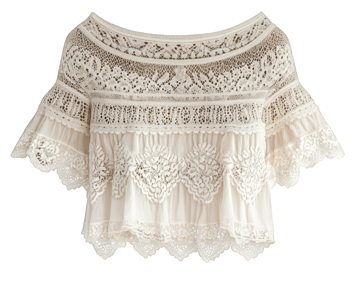 A white top with lace detailing png
