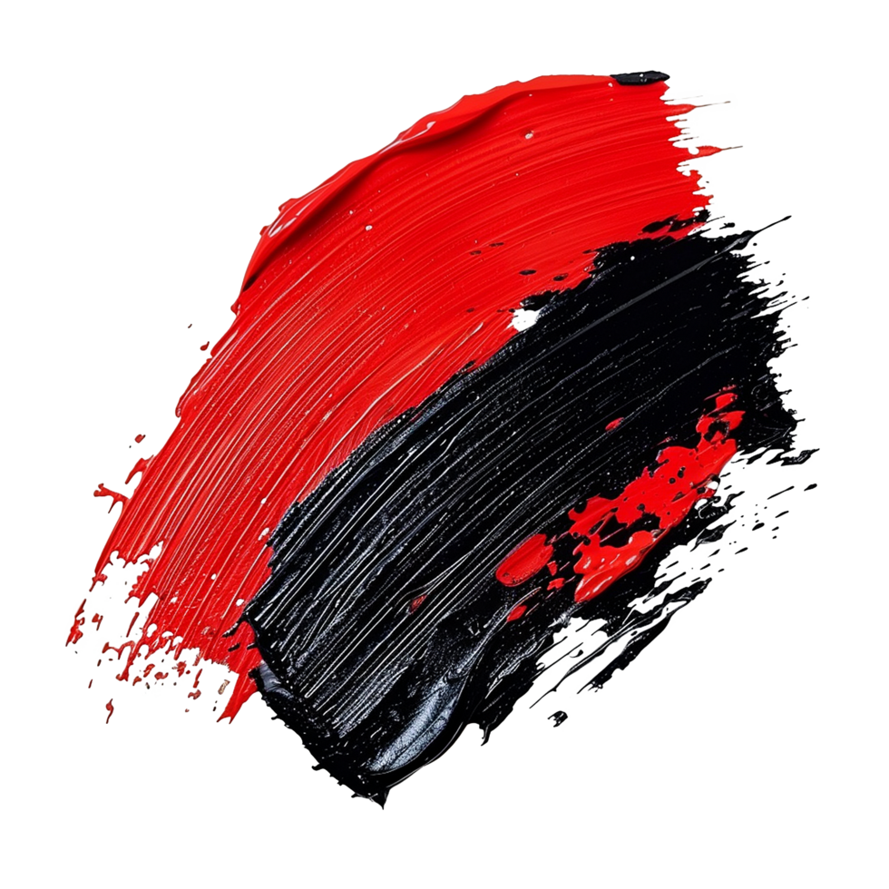 Abstract Red and Black Paint Strokes on White Background with Geometric Pattern png
