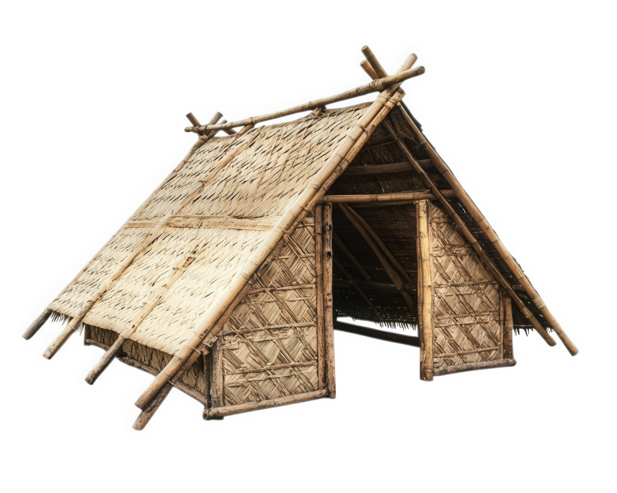 A small hut made of bamboo with a roof png