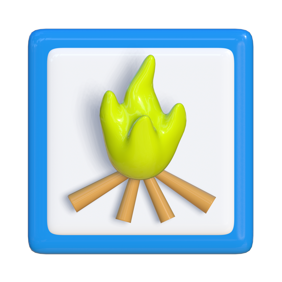Simple 3d icon of campfire. Suitable for presentation media, design templates, brochures, promotional media and advertisements. png