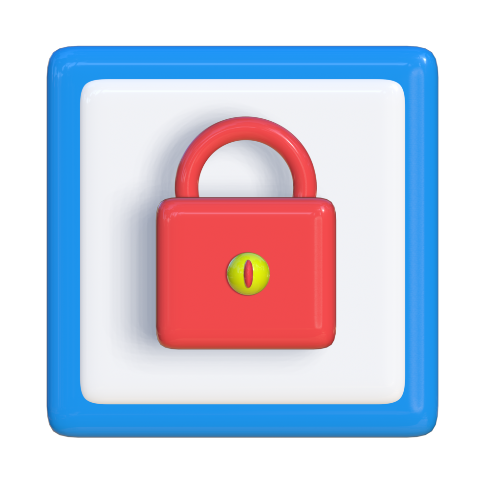 Simple 3d icon of a locked padlock. Suitable for presentation media, template design, brochures, promotional media and advertising. png