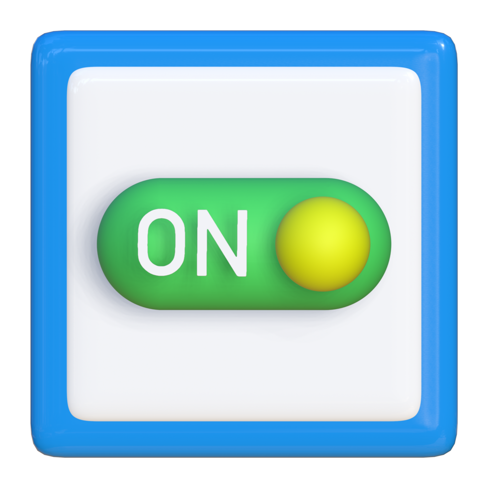 Simple 3d icon of switch on button. Suitable for presentation media, template design, brochure, promotional media and advertisement png