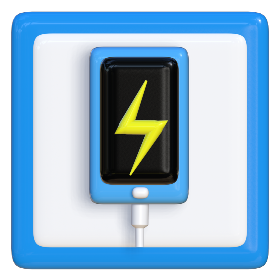 Simple 3d icon of mobile phone charging. Suitable for presentation media, template design, brochures, promotional media and advertising. png
