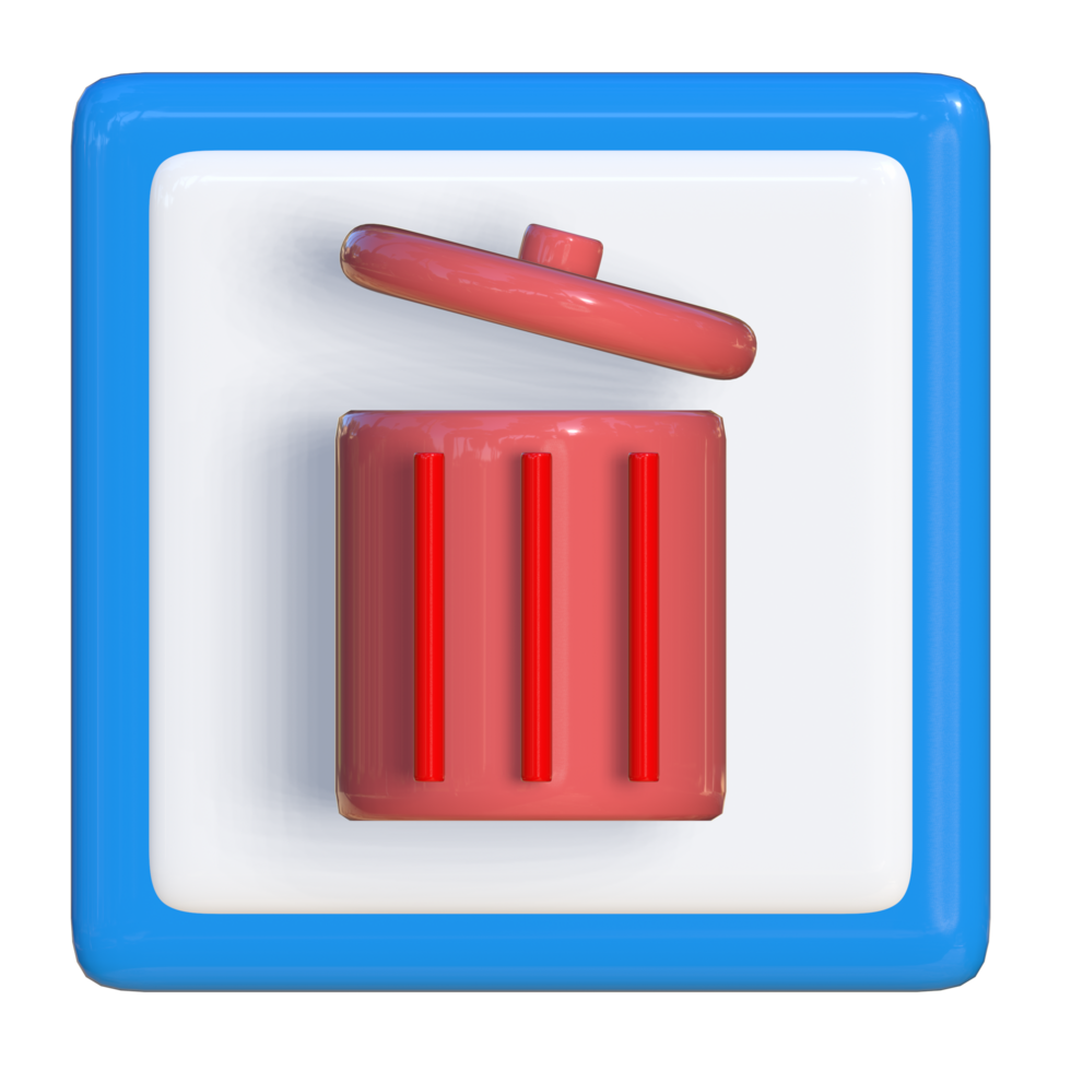 Simple 3d icon of trash can. Suitable for presentation media, template design, brochures, promotional media and advertisements. png