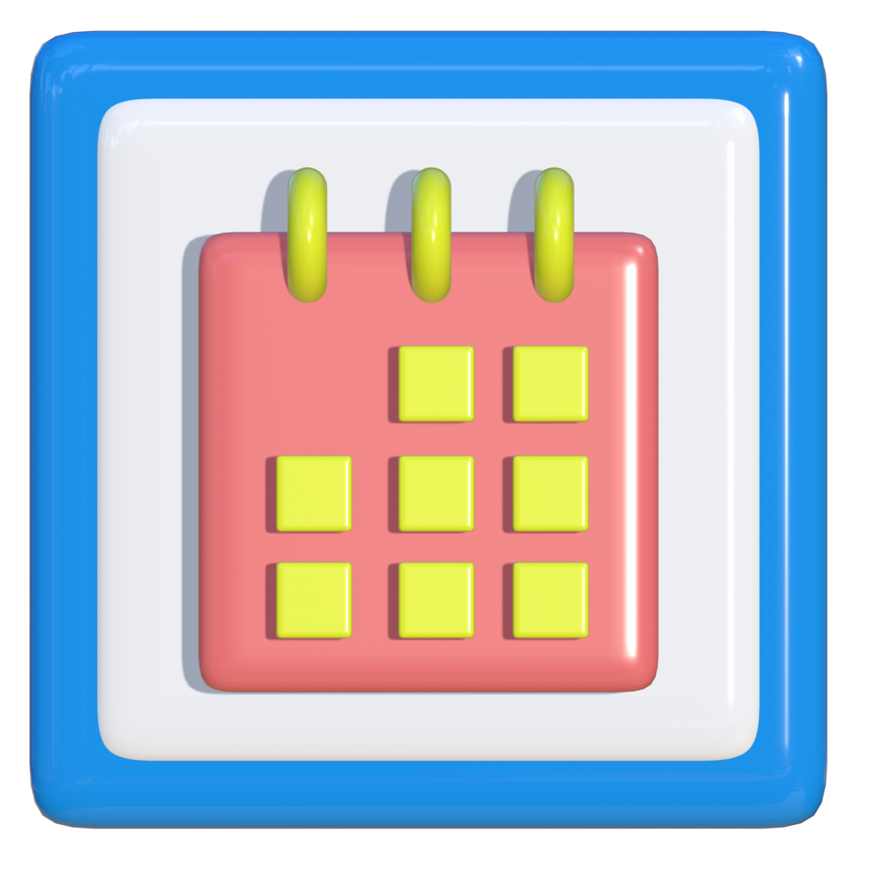 Simple 3d icon of calendar. Suitable for presentation media, template design, brochures, promotional media and advertisements. png