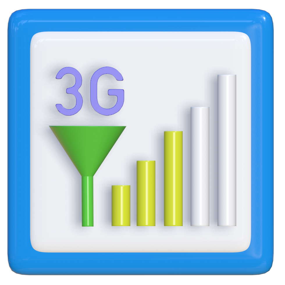 Simple 3d icon of 3G network. Suitable for presentation media, design templates, brochures, promotional media and advertisements. png
