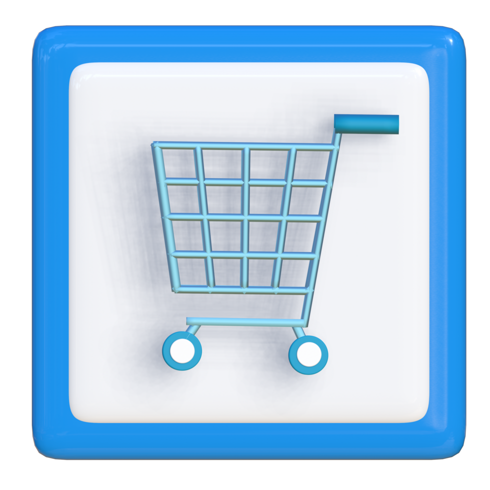 Simple 3d icon of shopping cart. Suitable for presentation media, template design, brochures, promotional media and advertisements. png