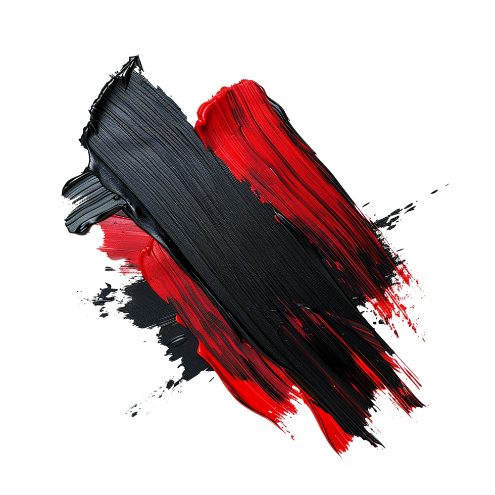 Abstract Red and Black Paint Strokes on White Background Dynamic Art Canvas Texture png