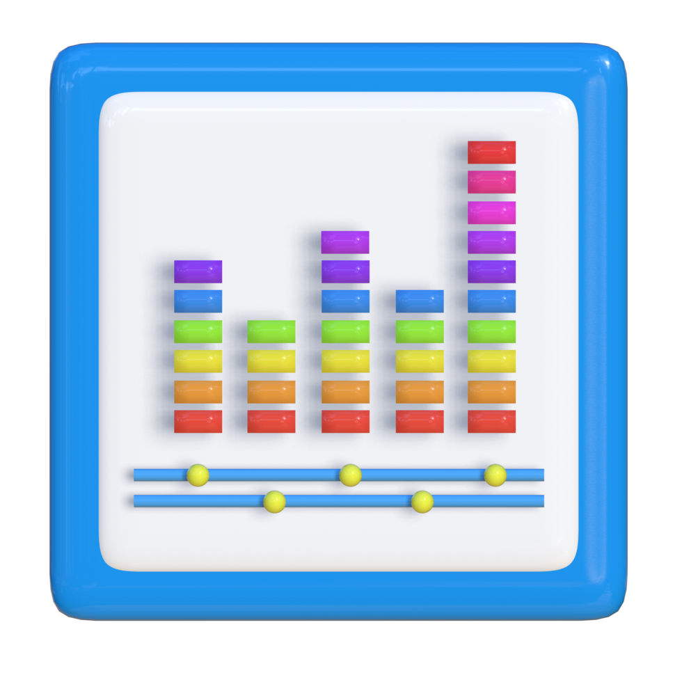 Simple 3d icon of sound spectrum. Suitable for presentation media, template design, brochures, promotional media and advertisements. png