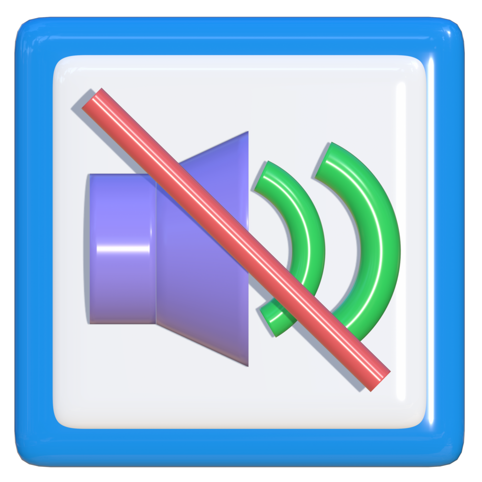 Simple 3d icon of volume off. Suitable for presentation media, template design, brochures, promotional media and advertisements. png