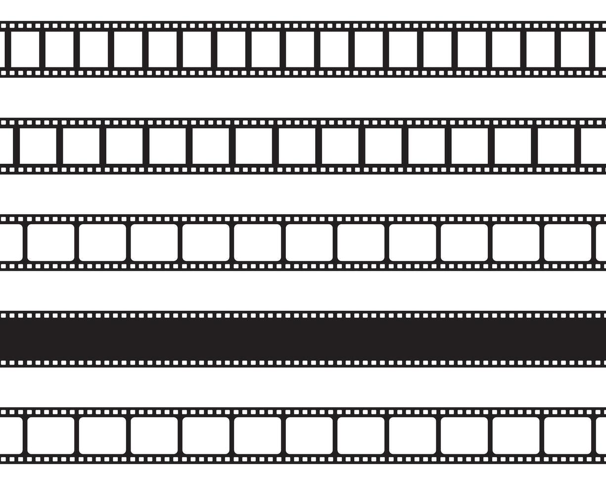 Set film strips finish. End of film. Vintage cinema and photo tape. Retro film strips. Right angles of the frame. Isolated elements. vector
