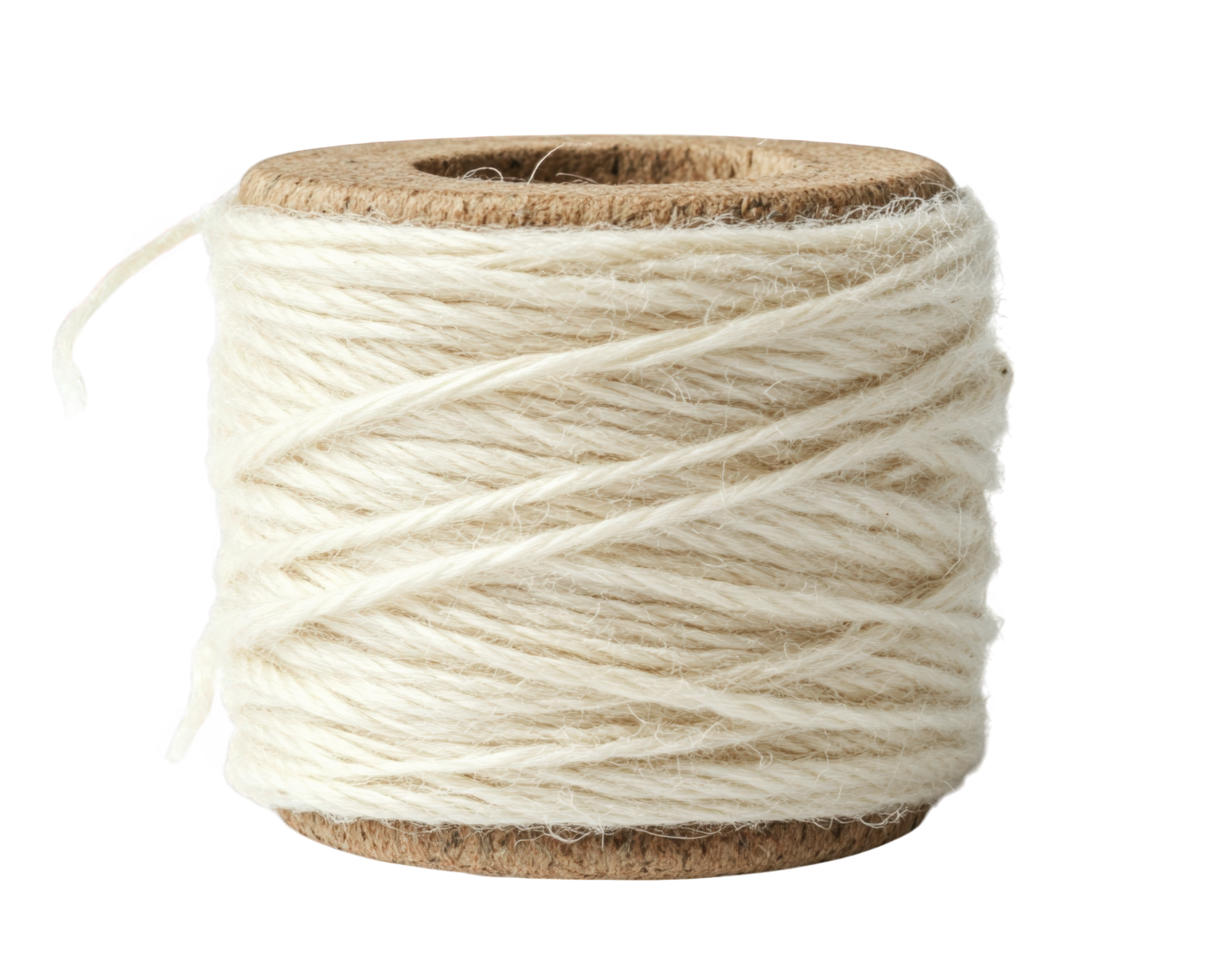 Spool of white wool on a black background png