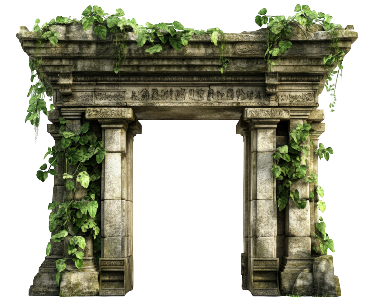 An old stone arch with vines growing on it png