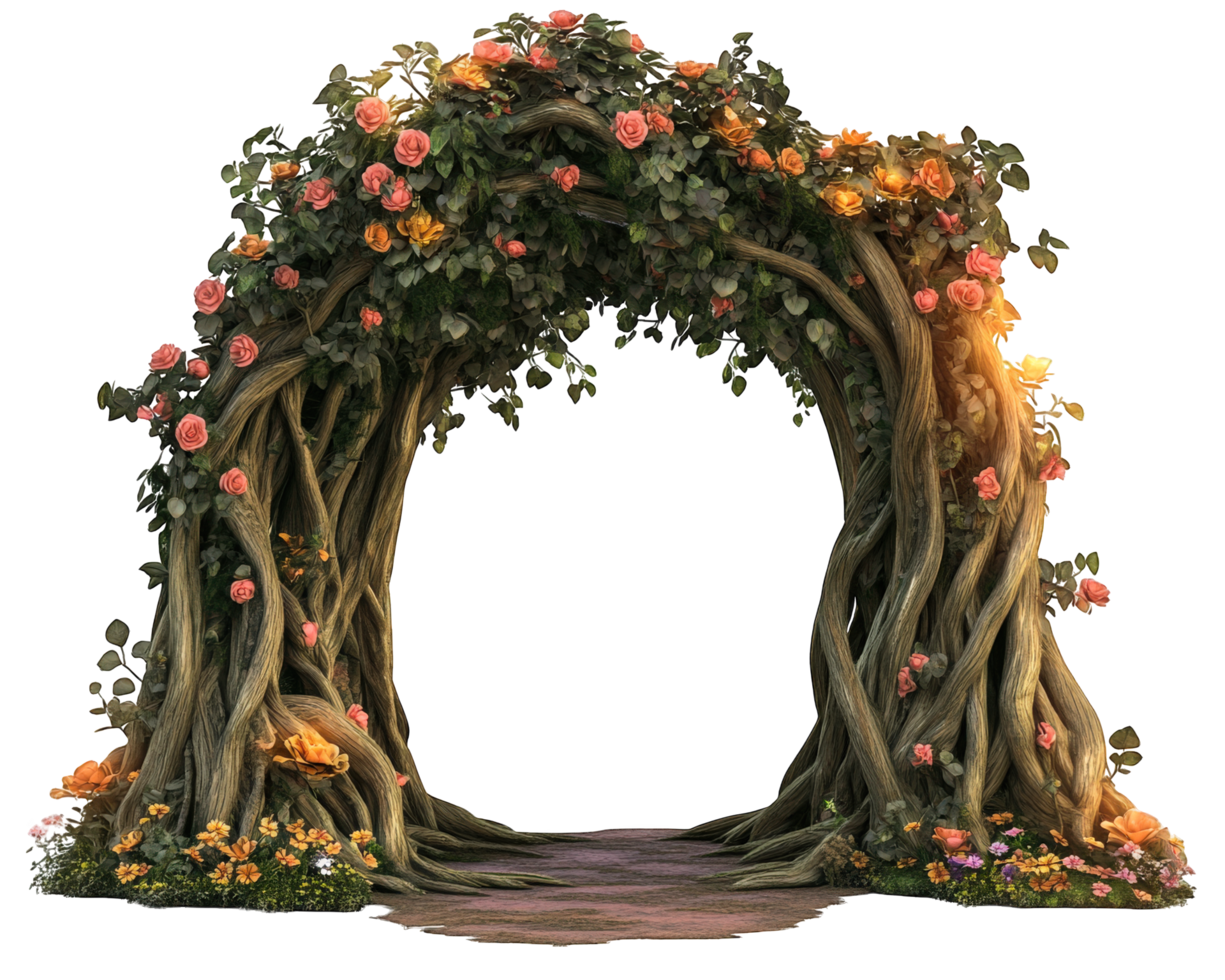 An arch made of flowers and vines png