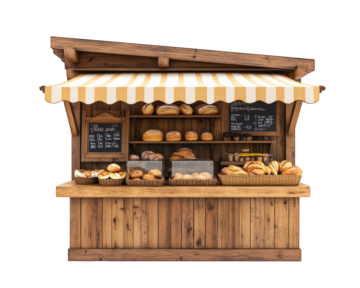 A bakery stand with bread and pastries png