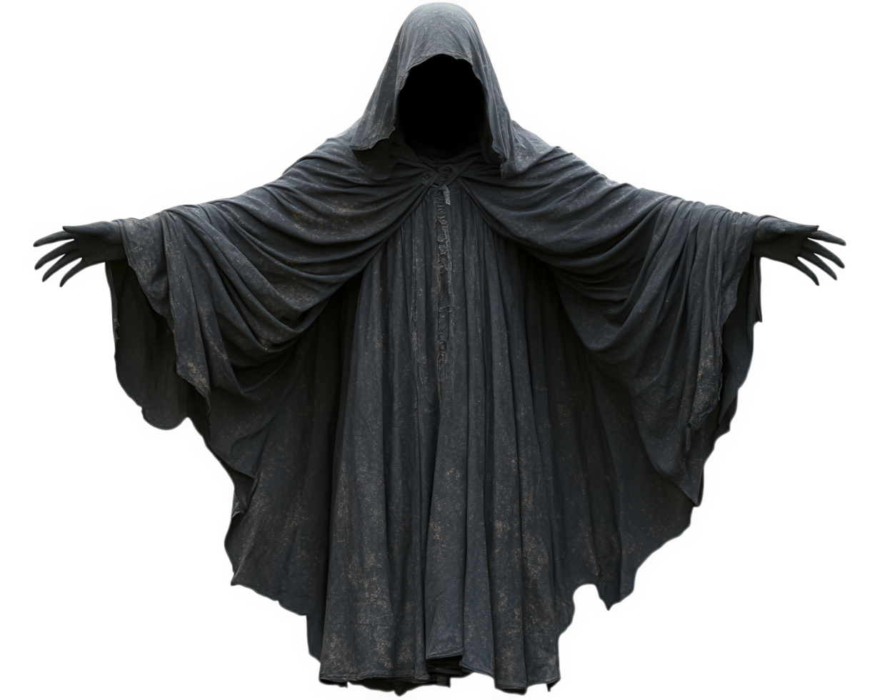 A dark robe with hood on it png